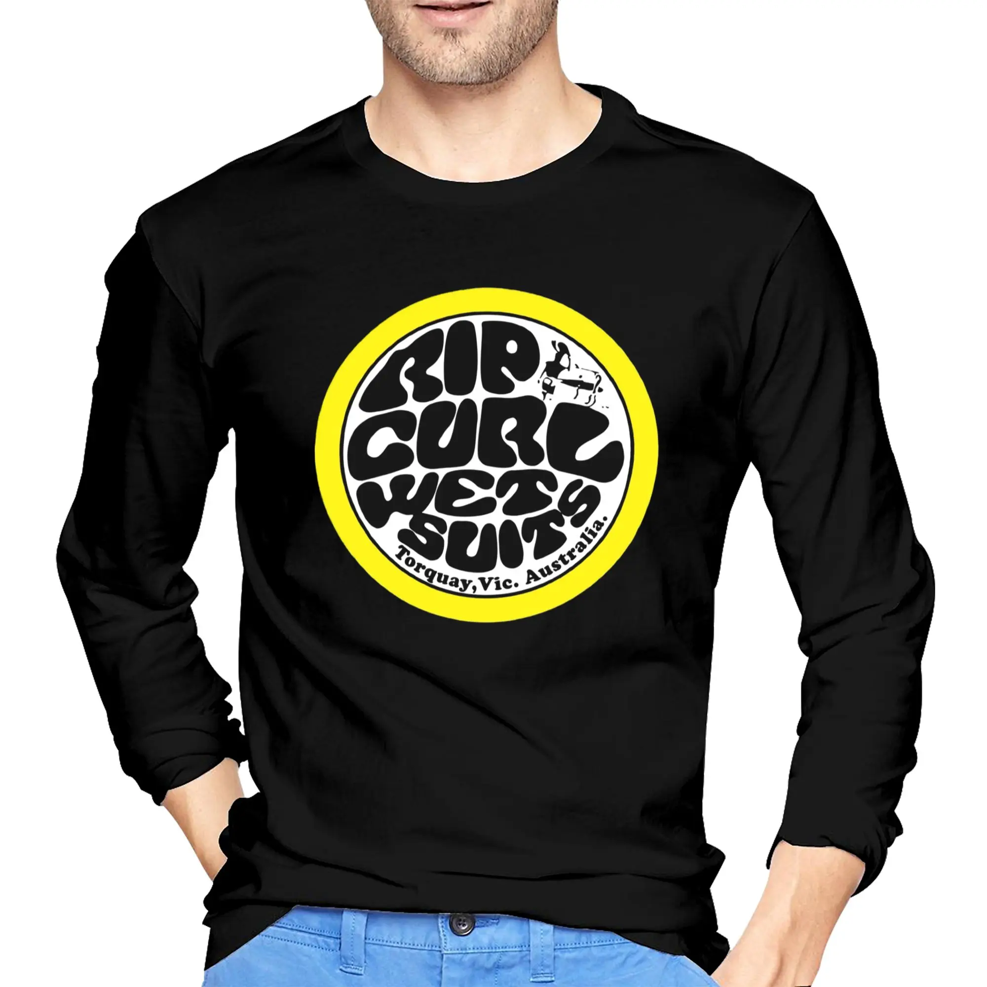 

Мужская футболка с длинными рукавами Rip Curl, модные футболки с круглым вырезом, весенние и осенние мужские топы