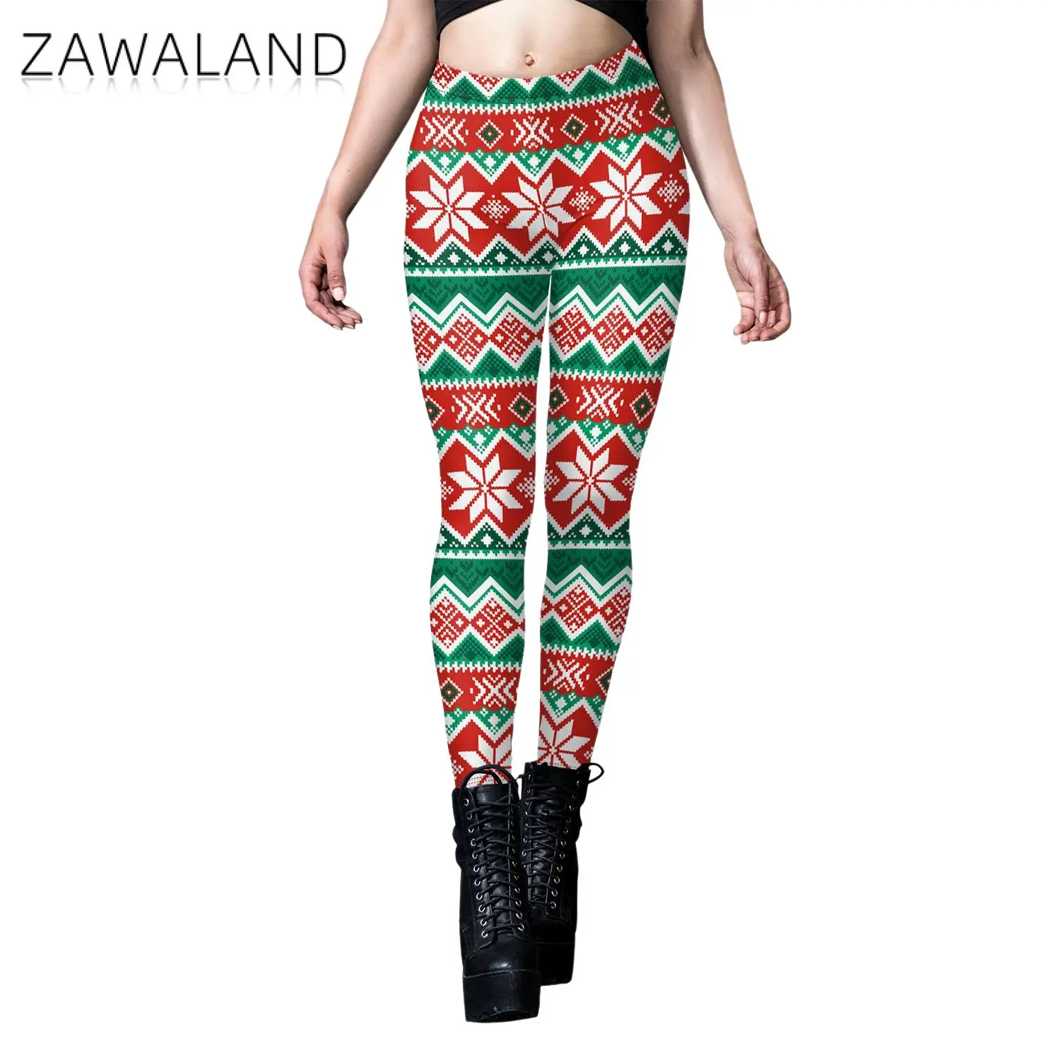 Zawaland Women Leggings Ugly Christmas Trousers Gifts Elk Neon 3D Print Mid Waist Pants Xmas Holiday Sexy Tights Fitness Workout