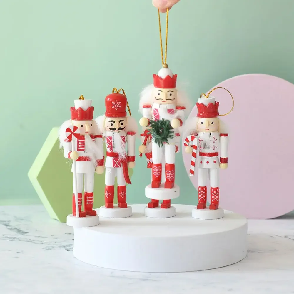 5Pcs/Set British Style Nutcracker Puppet Wooden Handmade Nutcracker Soldier Pendant Doll Toy Ornament Christmas Decoration Gift