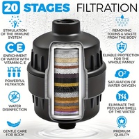 Matte black shower filter - reduces fluoride and chlorine, softens water to care for hair, skin, and promote healthy living