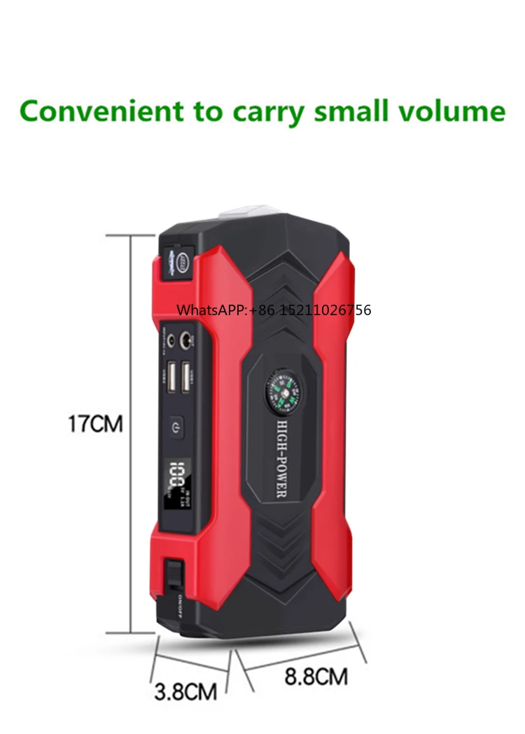 Alimentatore di avviamento di emergenza per auto 12000mA 800A 12V avviatore di emergenza portatile per banca di alimentazione per dispositivo di