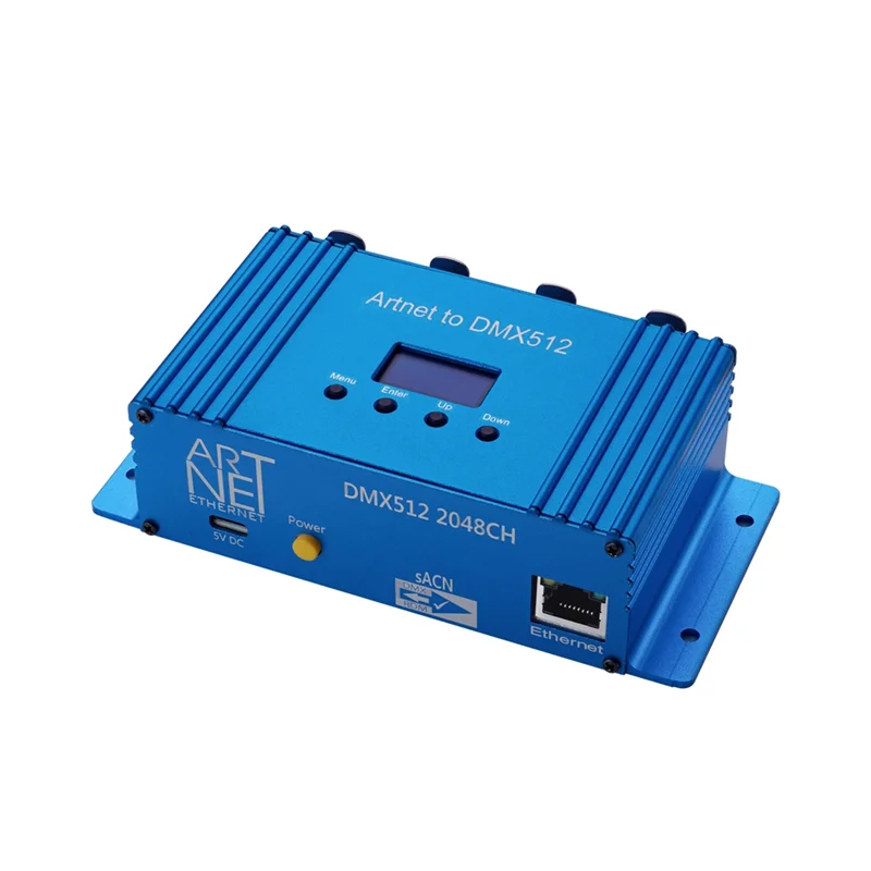 Interface de controlador Ethernet Artnet DMX512, 4 portas, 2048CH, display LED aprimorado