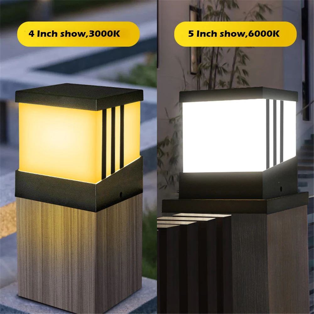 Solar Modern Post Light 3 Color Outdoor LED Fence Deck Column Cap Lamp IP65 Waterproof Patio Posts Flat Surface Solar Lantern