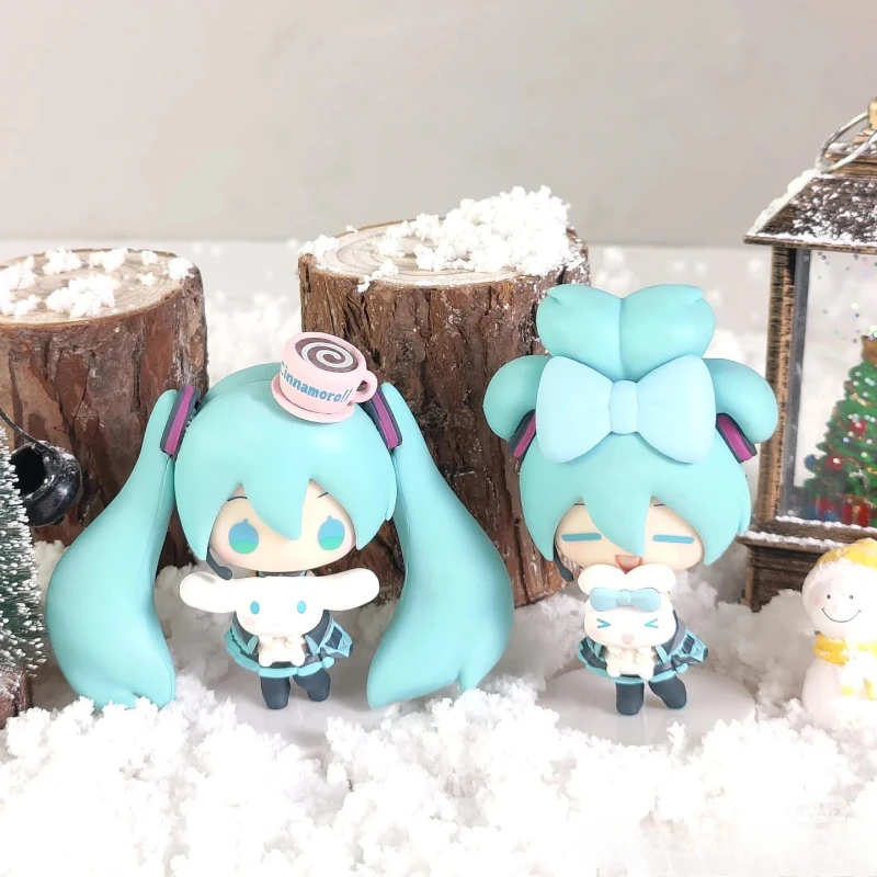 Anime Hatsune Miku Cinnamoroll Antion Figure Cute Beautiful Miku Cartoon Figurine Q Version PVC Model Dekoracje Prezent dla dzieci