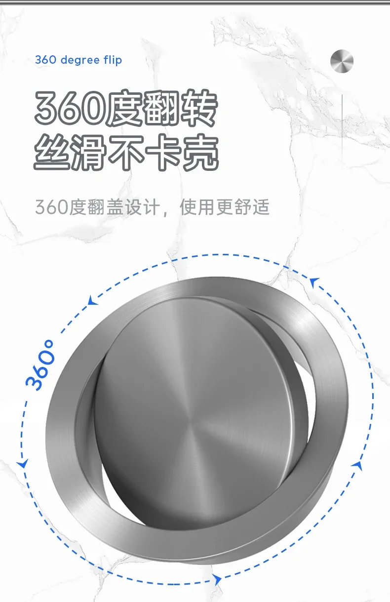 Kitchen countertop Embedded stainless steel trash can lid Shaking cover Washing table Cabinet gun Grey washing basin