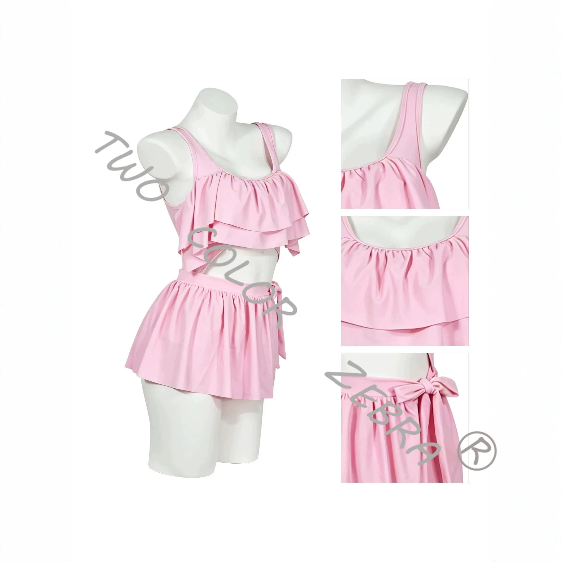 Game Genshin Impact Sangonomiya Kokomi Swimsuit Cosplay Costume Cute Pink Two Piece Skirted Bathing Suit for Summer Beach Party - view 3