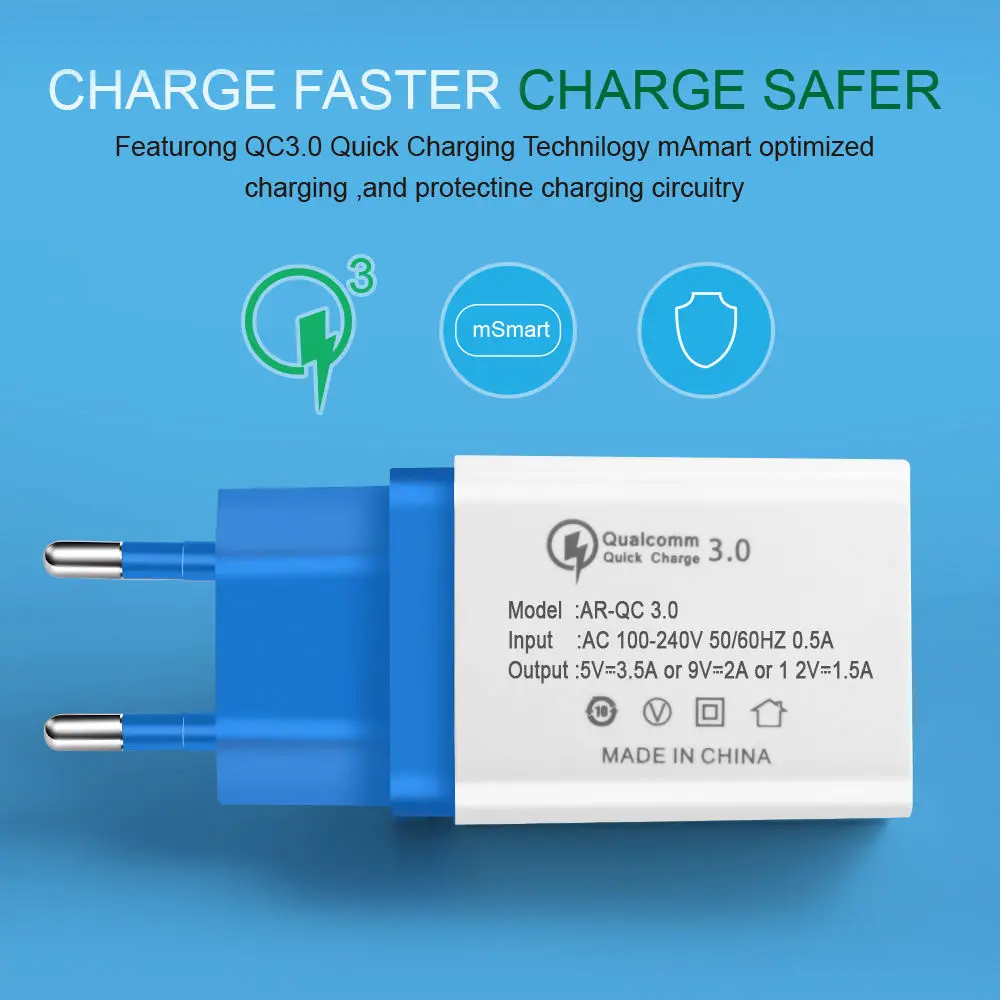 EONLINE Charge for iphone QC3.0 Mobile Phone Charging Adapter For Huawei Samsung Xiaomi ipad quick charge QC 3.0 usb car charger