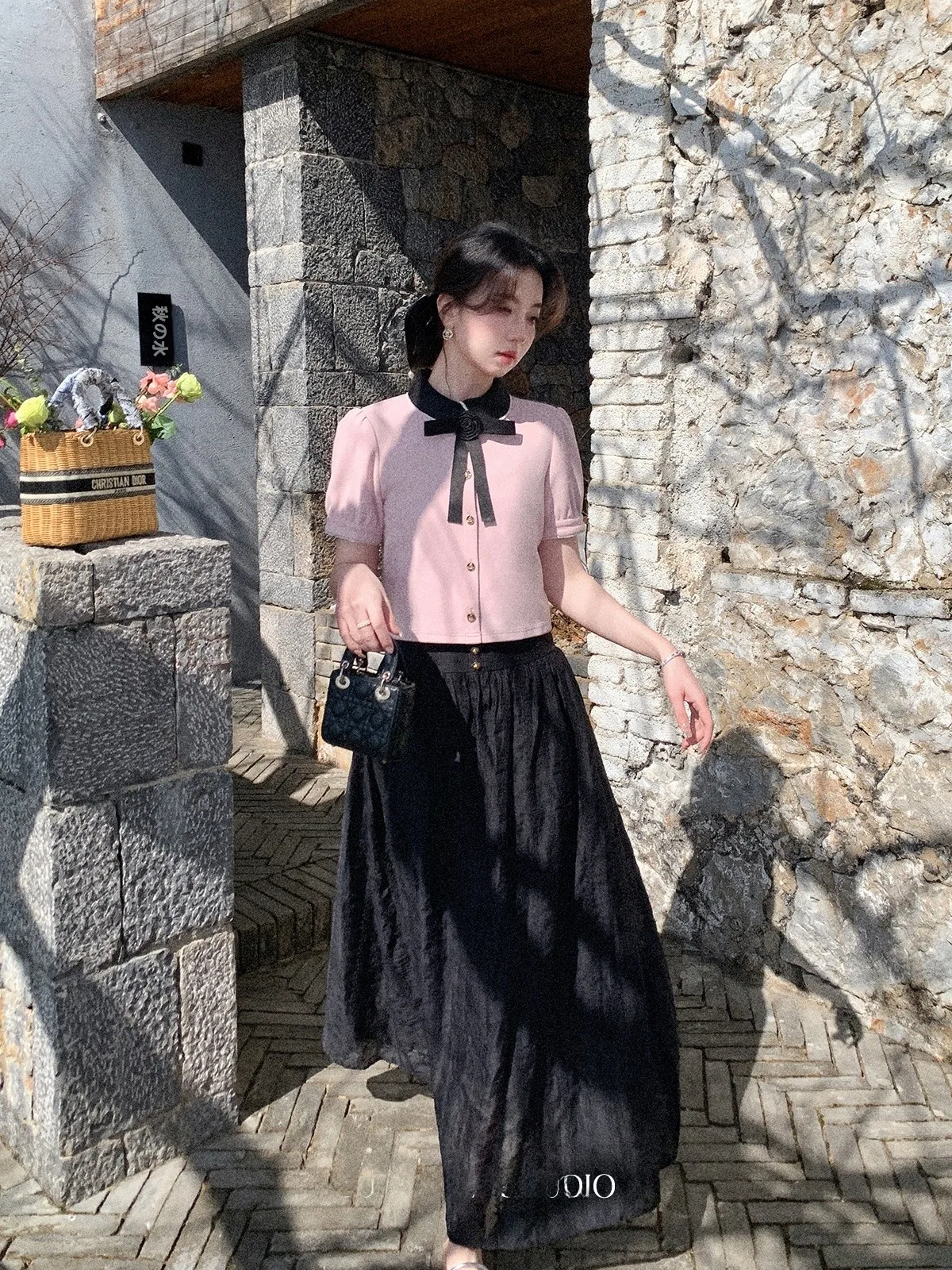 

Юбка А-силуэта с высокой талией, черная, с вышивкой, женская, летняя, 2026, новый стиль, элегантная, во французском стиле, премиум-качество