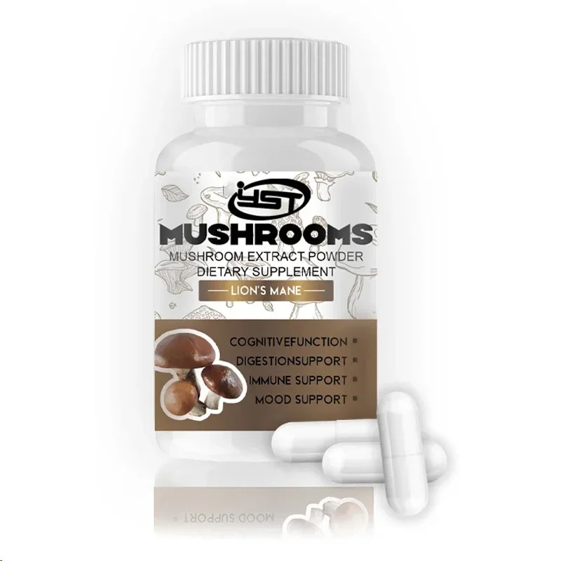 60 capsules Super Brazil Mushroom -Lions Mane Cordyceps Reishi - Brain Supplement for Memory and Focus Relief Stress Better Mood