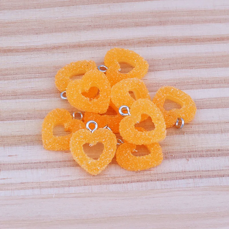 10Pcs Color Soft Candy Love Heart Resin Charms Kawaii Decor Pendants DIY Earrings Jewelry Making Cute Keychain Hanging Accessory