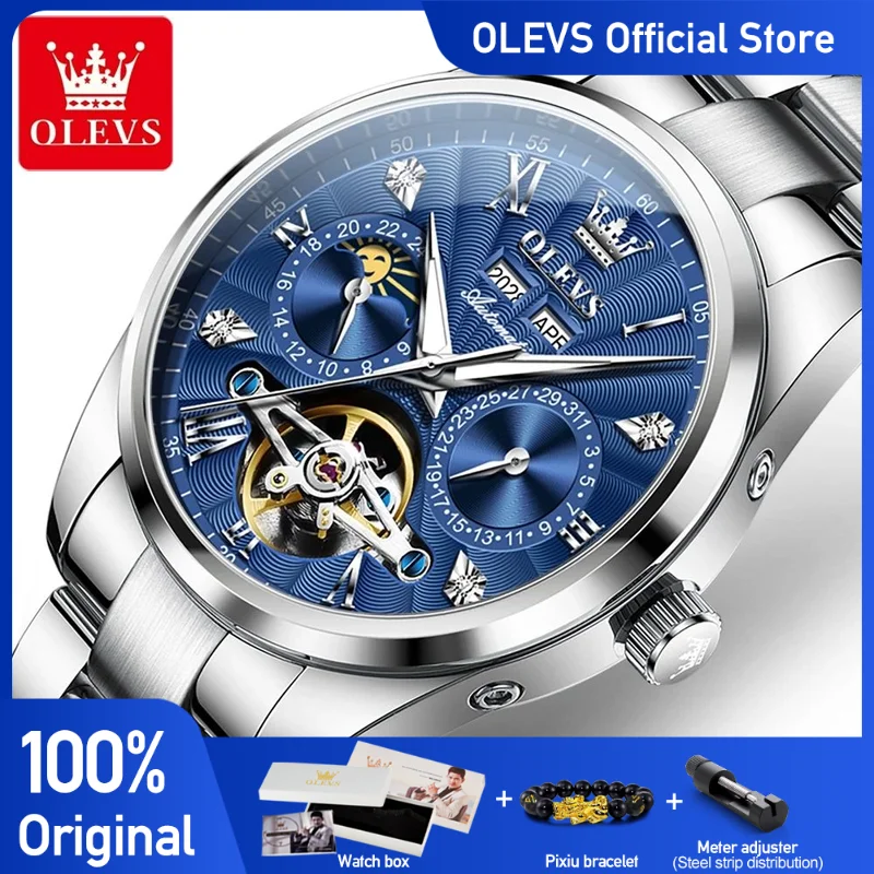OLEVS 7028 Men\'s Watches Top Luxury Brand Automatic Mechanical Business Wristwatch Waterproof Chronograph Luxury Reloj Hombre