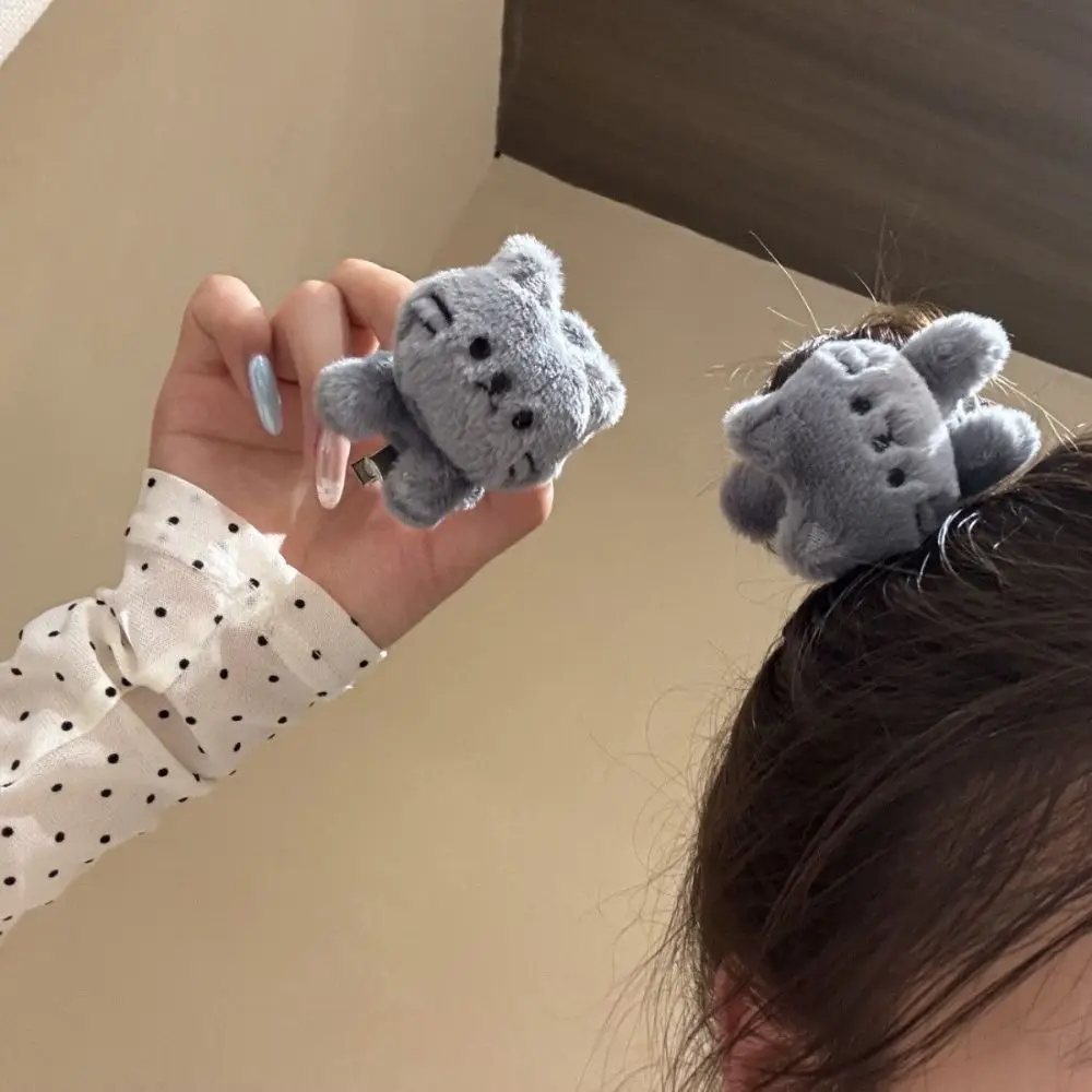 Elegant Pure Color Cat Hair Clip Y2k Kitten Small Hairpin Fluffy Animals Winter Hair Accessories Children