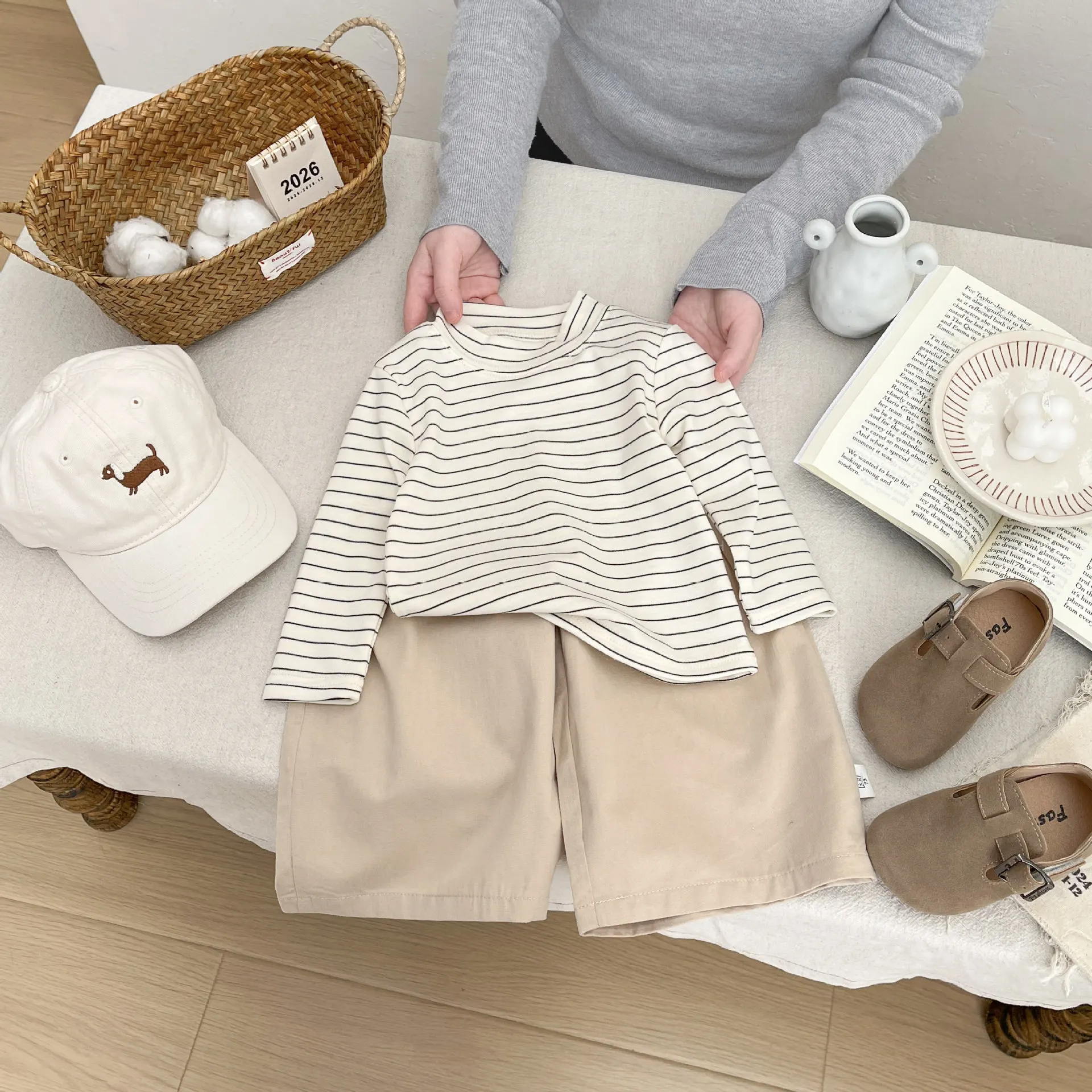 

2026 Spring New Children Long Sleeve T Shirts Cotton Girls Bottoming Shirts Toddler Boys Casual Striped Tops Kids Clothes