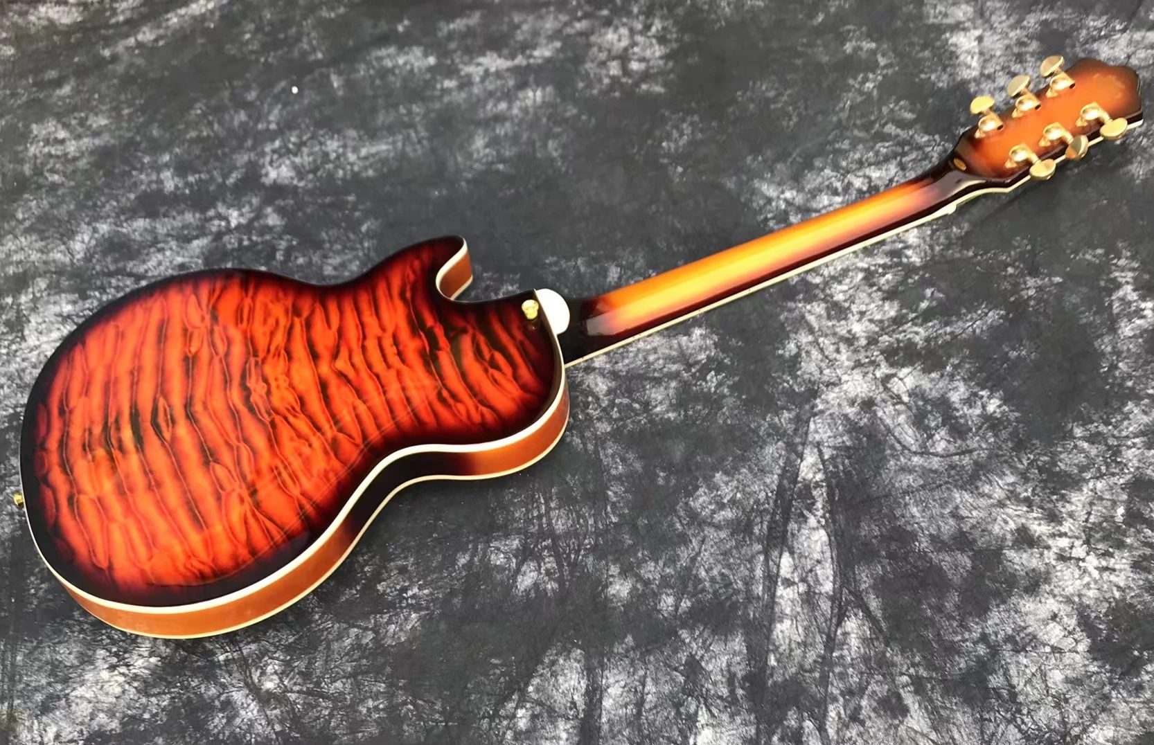 free shipping custom building  flame maple semi hollow body  jazz electric guitar thin body guitar