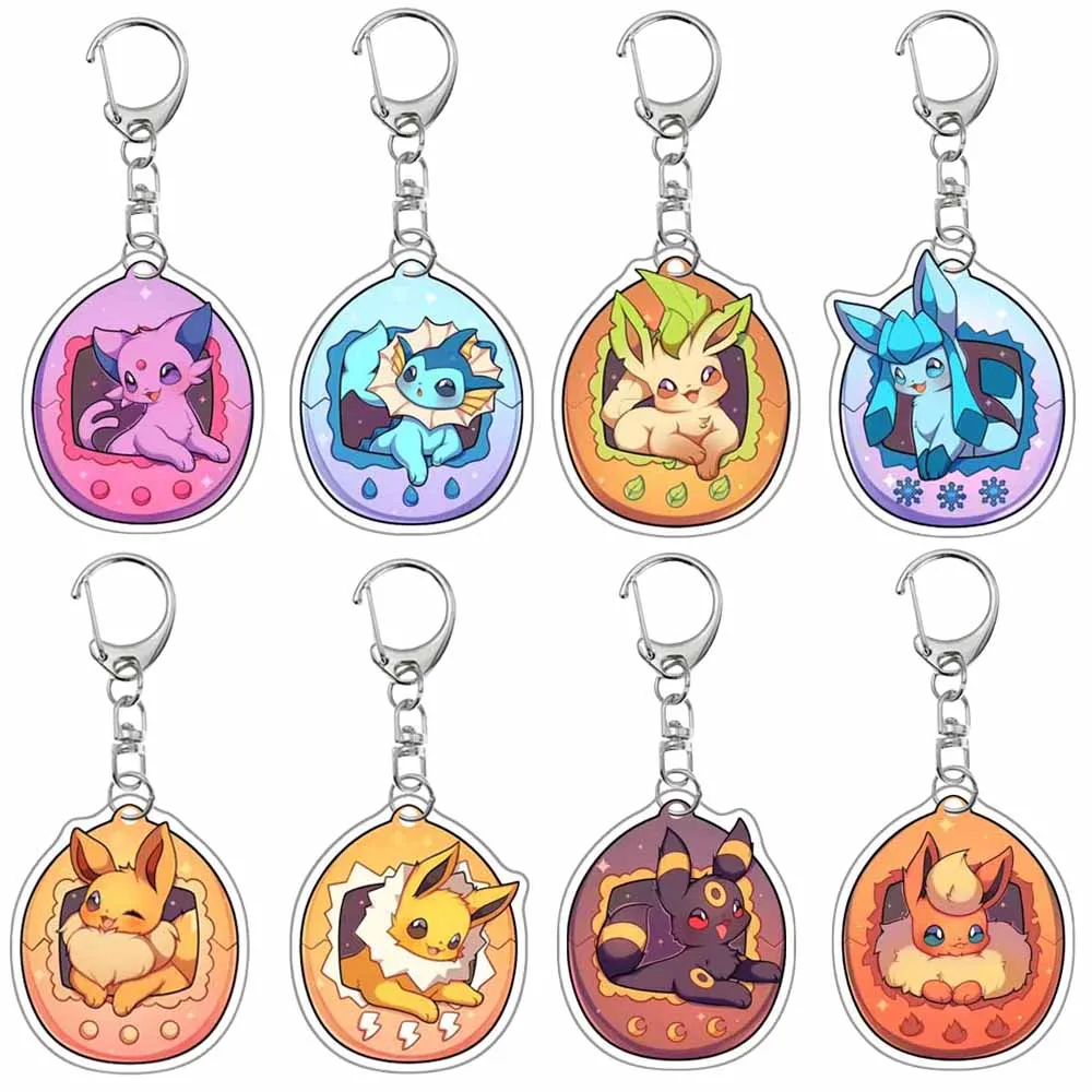 Pokemon Anime Eevee Vaporeon Flareon Espeon Umbreon Leafeon Glaceon Jolteon Acrylic Pendant Keychain Decoration Accessories