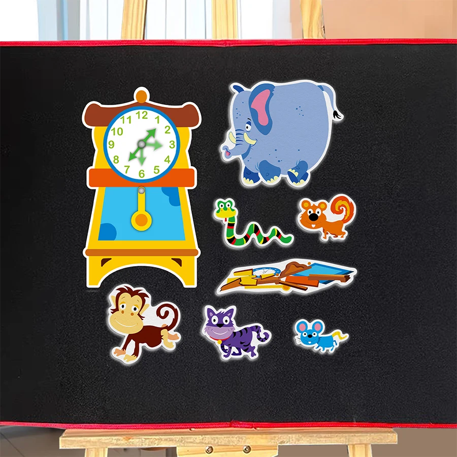 Mouse And Clock Story Felt Set, Time Learning, Classroom Interactive Toy, Reading Comprehension, Early Education, Back To School