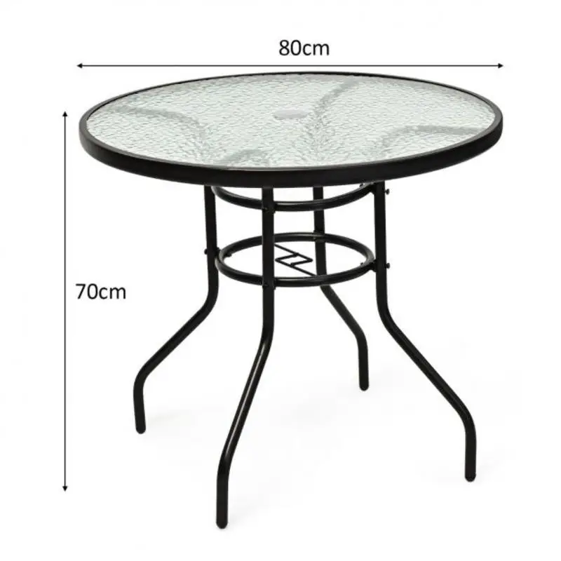 Round Coffee Table With Umbrella Hole for Patio, Garden, Balcony, Round Accent Side Table