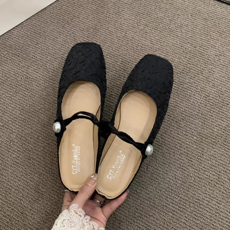 

Поп-тапочки с темпераментной сумкой на плоской подошве, женская обувь, новинка весны и лета 2025 года, одинарные туфли с полудрагом