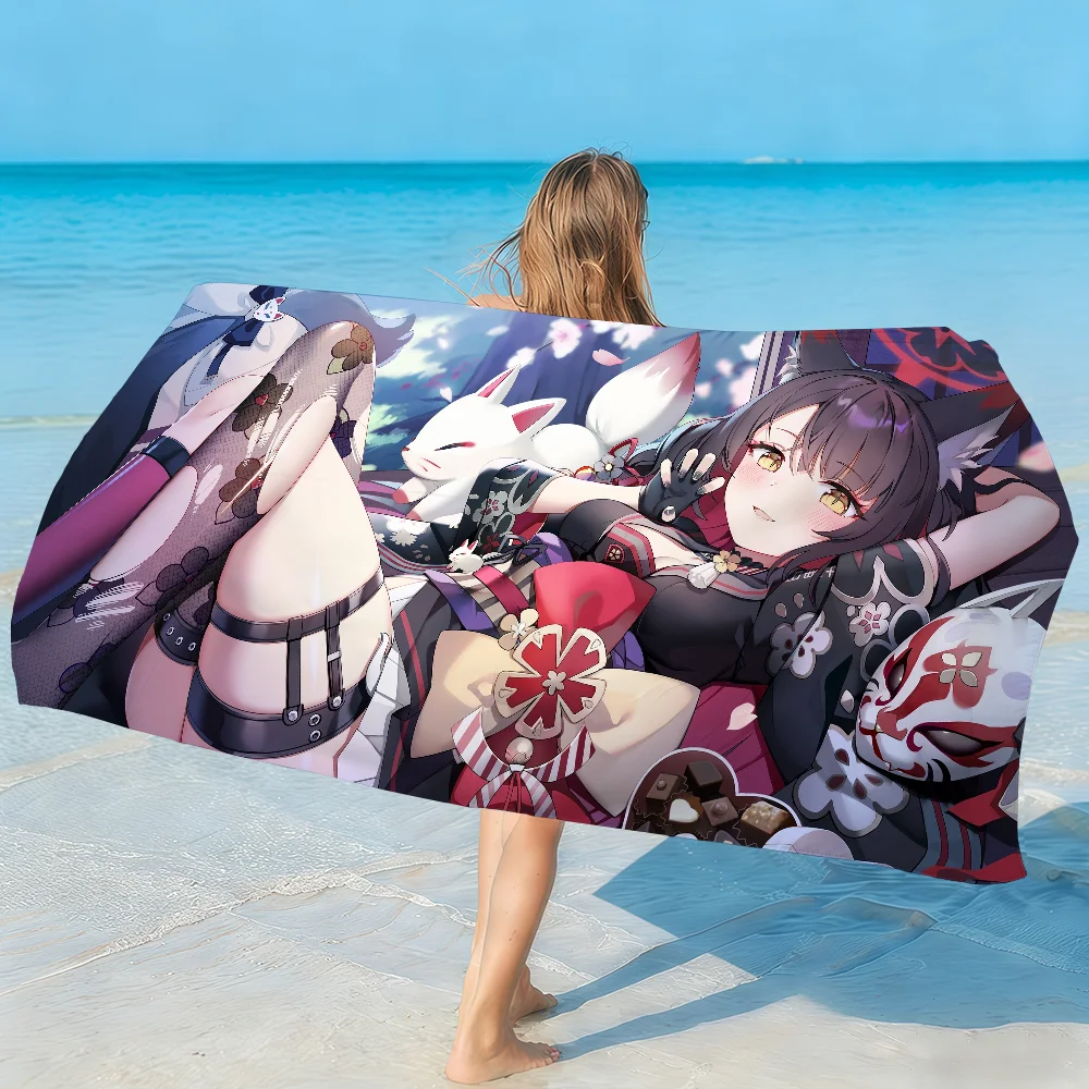 B-Blue Archive-S Game Kosaka Wakamos Towel Soft Lightweight Anti-Sand Large Beach Towel Quick-Drying Bath Sports Family