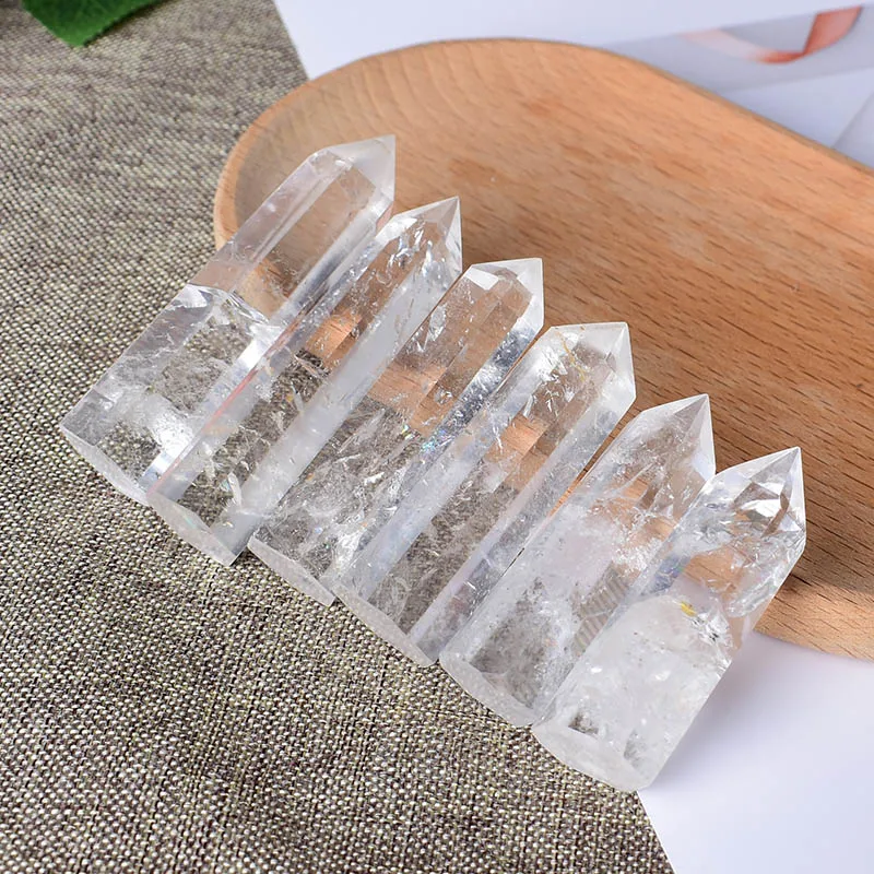 1PC Natural Crystal Clear Quartz Crystal Point Wand Meditation Healing Stone Home Decoration Reiki Tower Beautiful Ornament Gift