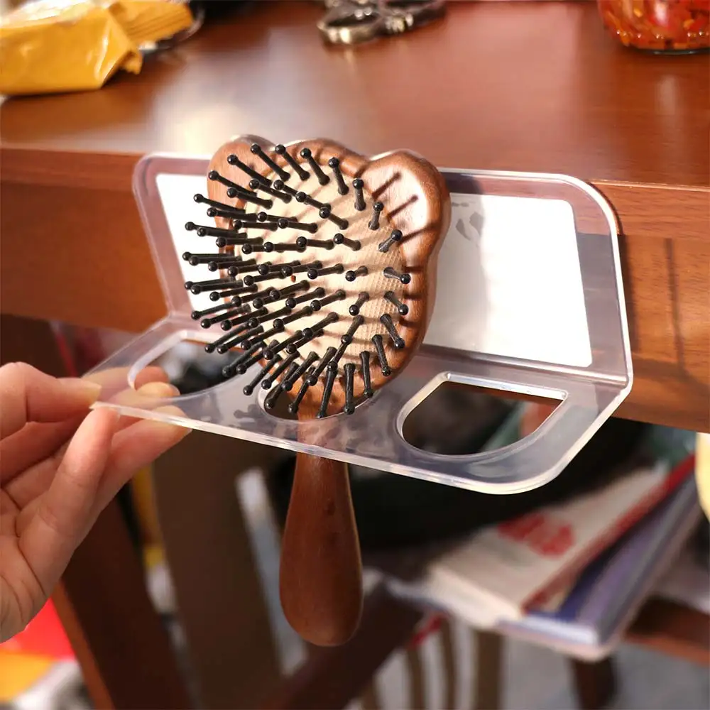 

2Pcs Wall Mounted Bathroom Comb Holder Acrylic Floating Organizer Hair Brushes Rack No Punching Clear Toilet Storage Shelf