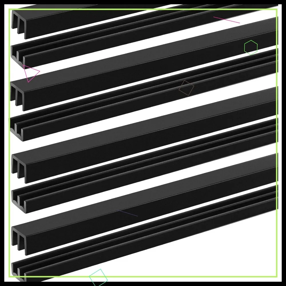 

4 Sets 4FT Sliding Door Track for 1/8" Thick Panels Closet Glass Doors Plastic Cabinet Window Sliding Track (Black)