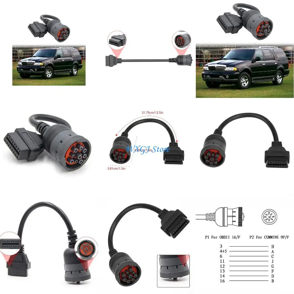 

37JE Universal Druck Diagnostic Cable 9pin до OBD2 16PIN Connector Устойчивый к износу конструкции повышает совместимость
