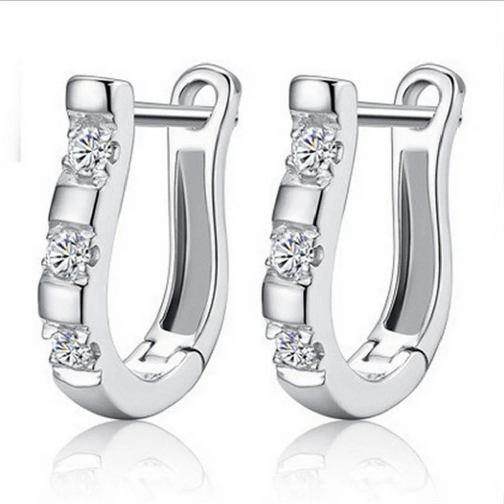 Women\'s Jewelry 925 Sterling Silver Fashionable Stylish Horseshoe Earrings Wedding Gift Sterling Silver Studs Exquisite Design