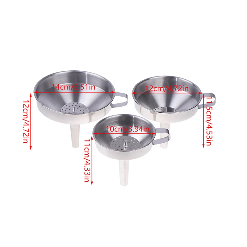 304 Thickened Stainless Steel Funnel With Detachable Filter Wide Mouth Funnels For Canning Kitchen Oil Leakage Filter