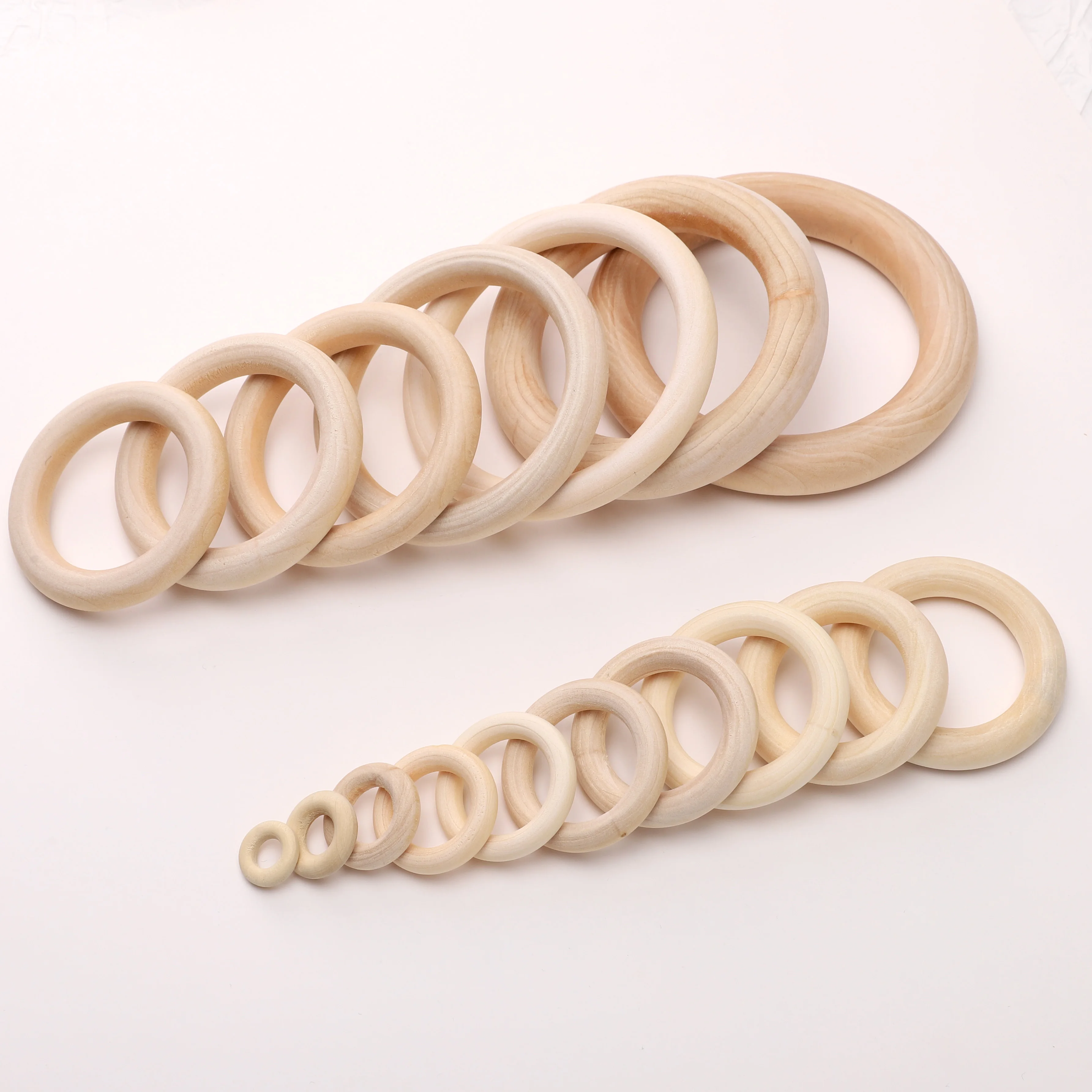 Unvollendete massive Holzringe, 15–100 mm, Naturholzringe für DIY-Kunsthandwerk, dekorative Anhänger, Schmuckherstellungszubehör