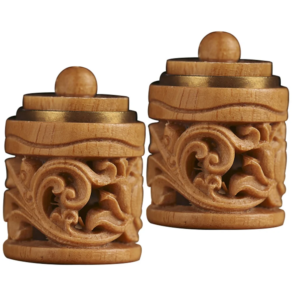 

2pcs Hollow Carved Wood Sachet Aroma Beads Container Vintage Decorative Hanging Diffuser Charm Portable Diy Small Bottle