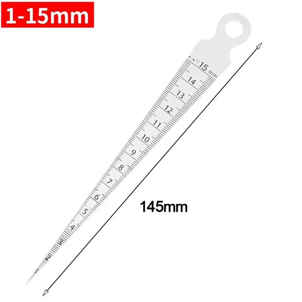 1-10/1-15mm Wedge Feeler Gap Hole Taper Gauge Stainless Steel Ruler Welding Inspection Taper Gauge Metric Imperial Measure TooL