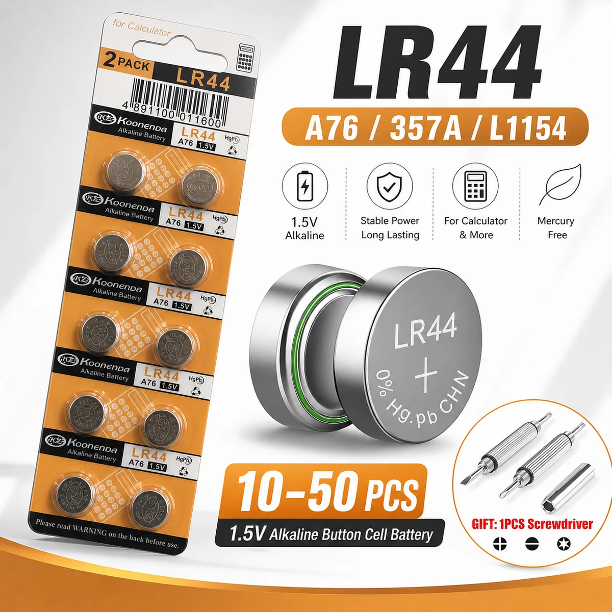 Alkaline Button Cell Battery LR44 AG13 1.5V 160mAh 10-50PCS 357 SR44 LR1154 For Watch Calculator Toy Remote