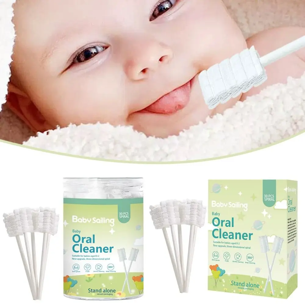 

30pcs New Disposable Baby Oral Cleaner Newborn Coating Gauze Infant Toothbrush Oral Care Tool Baby Supplies Cotton Swab