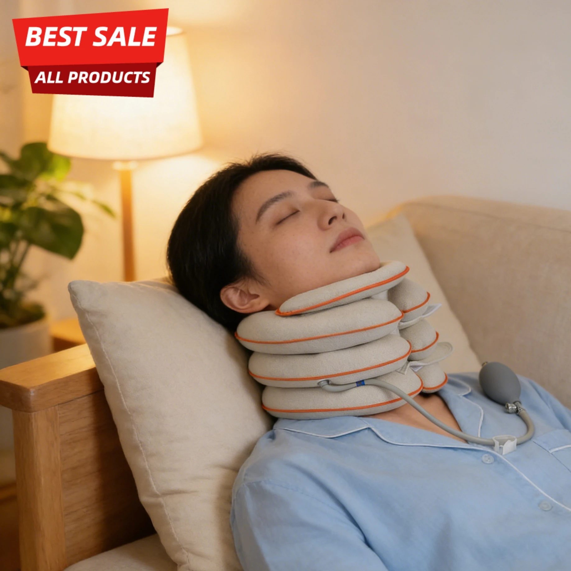 Almohada Inflable Ajustable para Tracción Cervical, Alivio del Dolor de Cuello, Previene la Inclinación Cervical hacia Adelante y Mejora la Columna Vertebral
