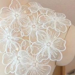 Patchs Brodés en Dentelle, Appliques de Fleurs Blanches pour Vêtements, Bricolage, Largeur 8cm, 5 Pièces