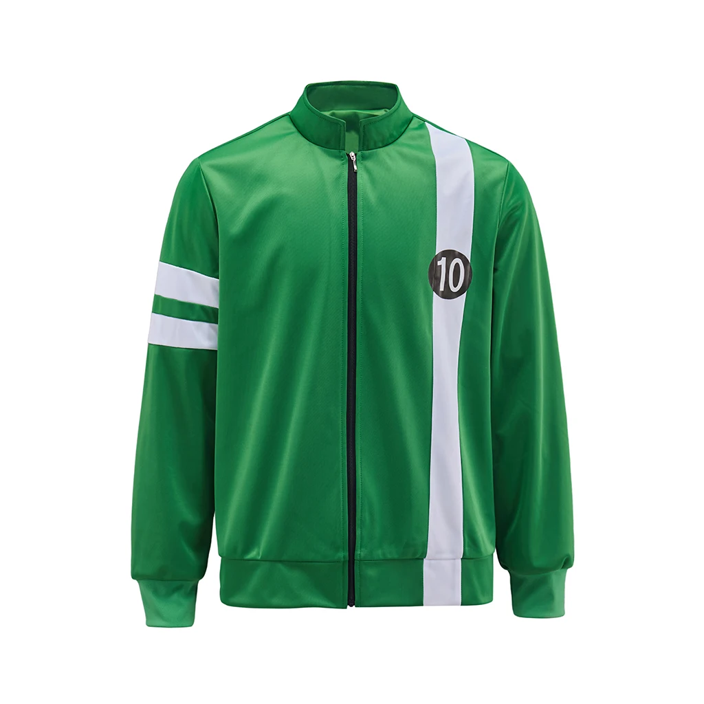 Disfraz de Ben Tennyson, disfraz de Ben Alien Force Tennyson, chaqueta verde con cremallera, sudaderas con capucha para hombre, sudadera deportiva informal para Halloween