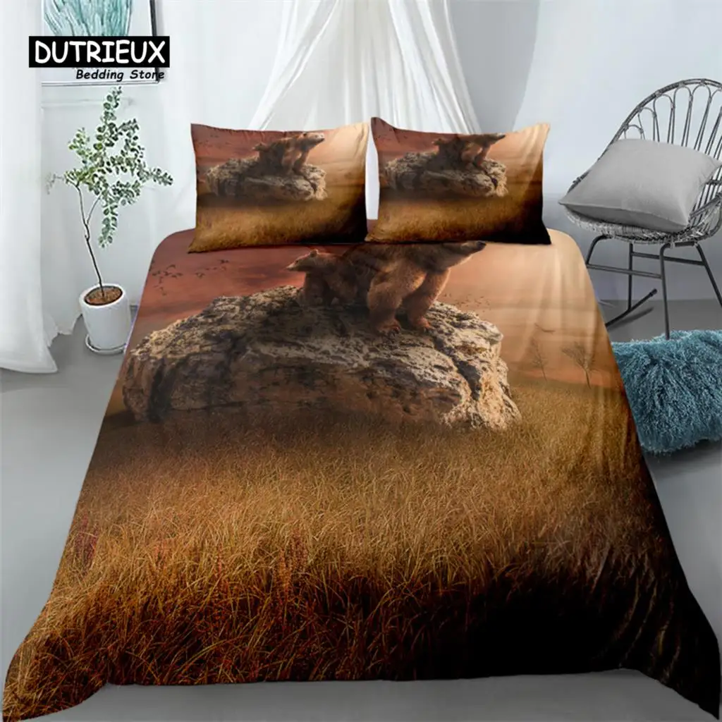 

Grizzly Bear 3d Duvet Cover Set, Fashion Bedding Set, Soft Comfortable Breathable Duvet Cover, For Bedroom Guest Room Decor