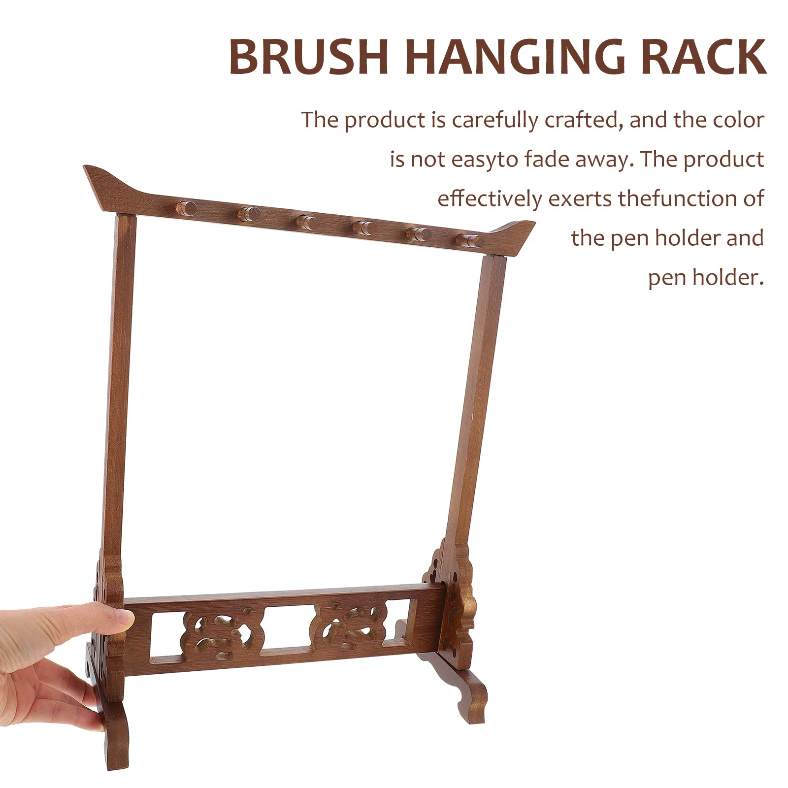 

1Pcs Vintage Bamboo Brush Pen Holder Hanging Rack for Calligraphy Desktop Ink Brush Stand Multifunctional Storage