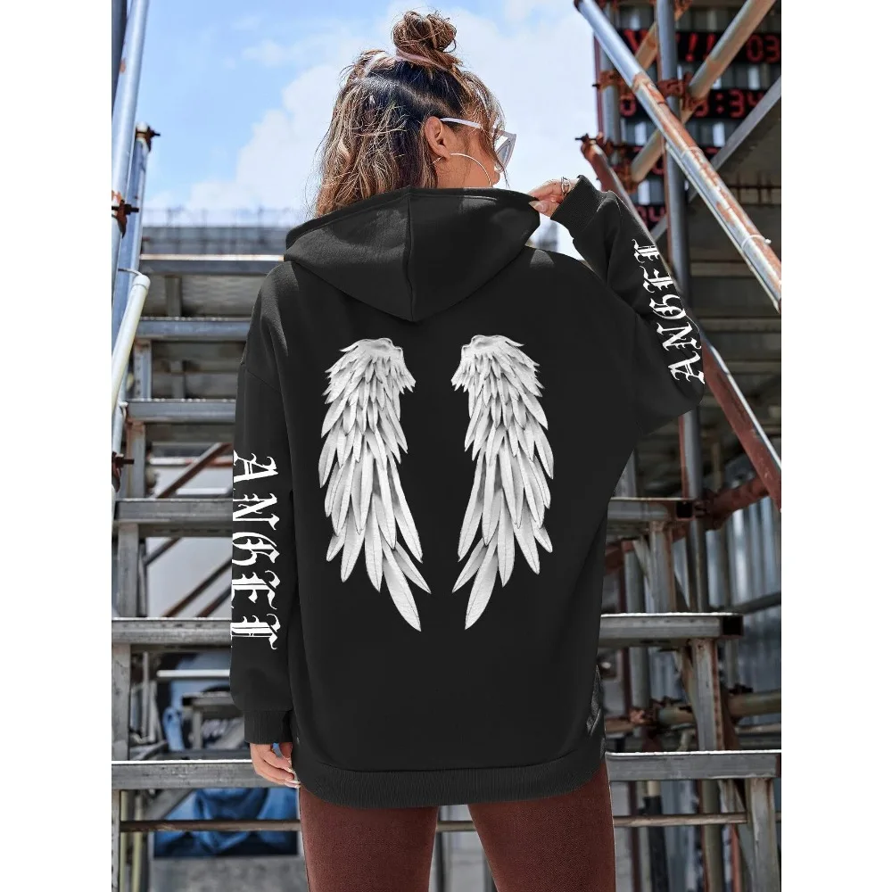 

Beautiful Angel Wings Printed Hoodie Ladies Comfort Casual Hoodie Fashion Classic Hoodie Loose Sports Pullover Clothing