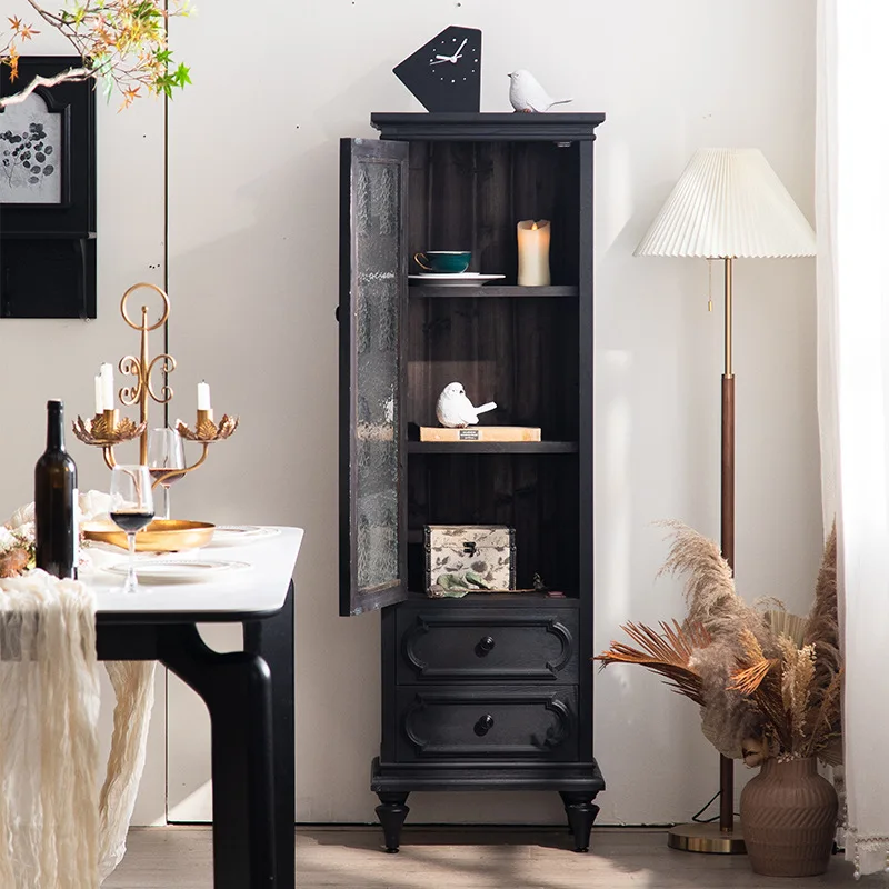 living room wall-mounted cabinet, internet -famous creative wine cabinet, vintage-style ultra-th in corner cabinet drawer chest