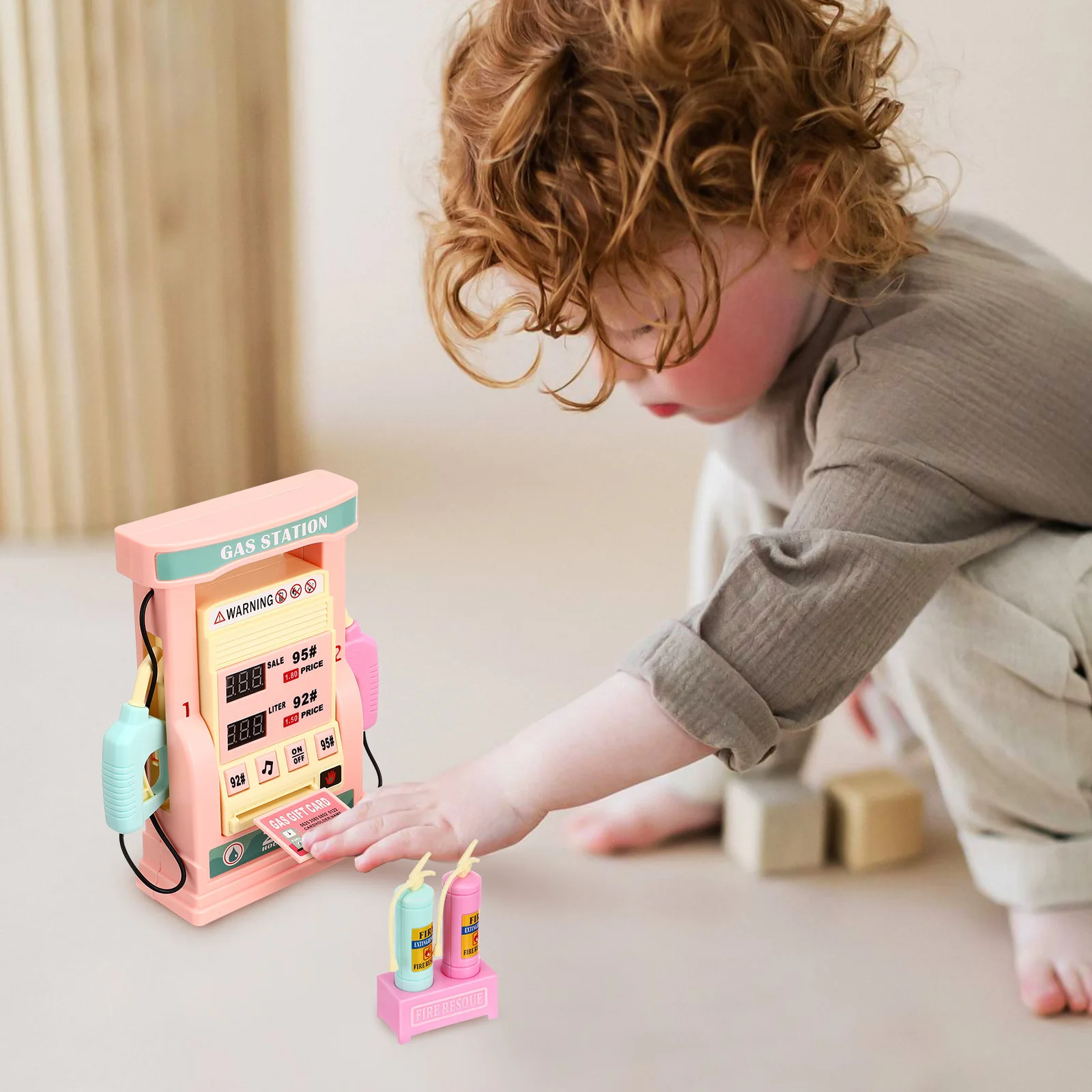Simulatie tankstation voor kinderen Miniatuur speelhuis Set Interactieve brandstofpomp Educatieve autowasgereedschapset