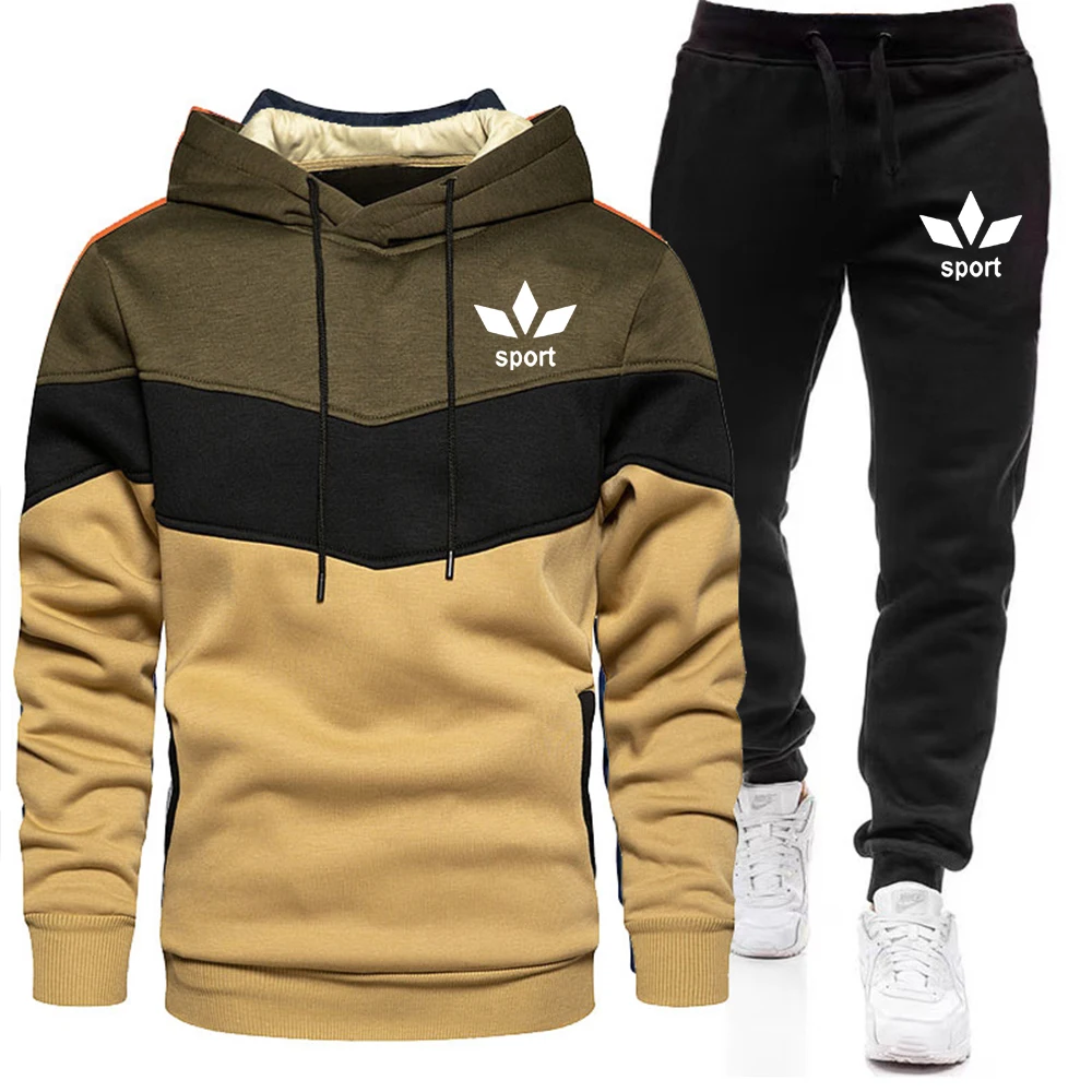 

Мужская повседневная толстовка из 2 предметов с принтом Лос-Анджелеса, толстовка с длинными рукавами и высоким воротником, спортивные штаны, комплект спортивных штанов на весну/осень