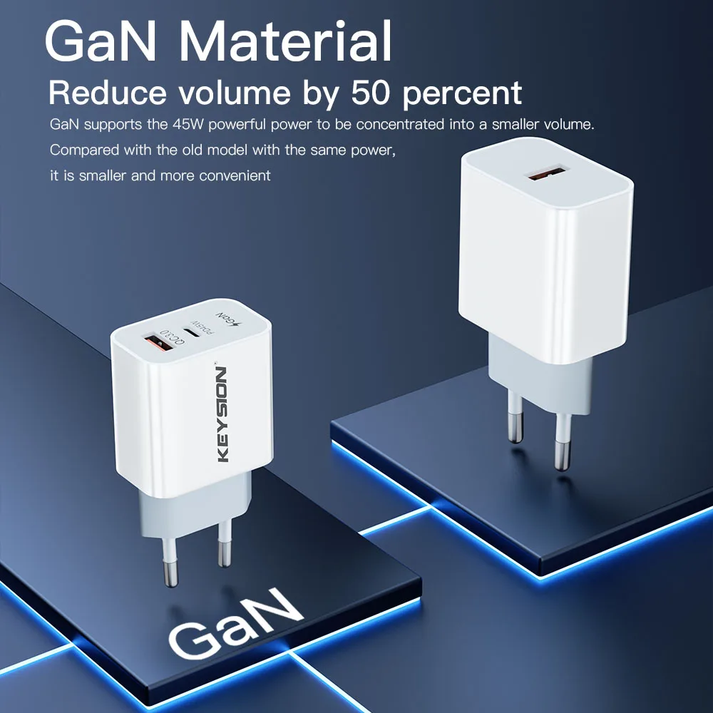KEYSION 45W GaN USB Type C Wall Charger QC 3.0 Fast Charging PD3.0 Quick Phone Charger for iPhone 16 15 14 Samsung Xiaomi Huawei - náhled 4