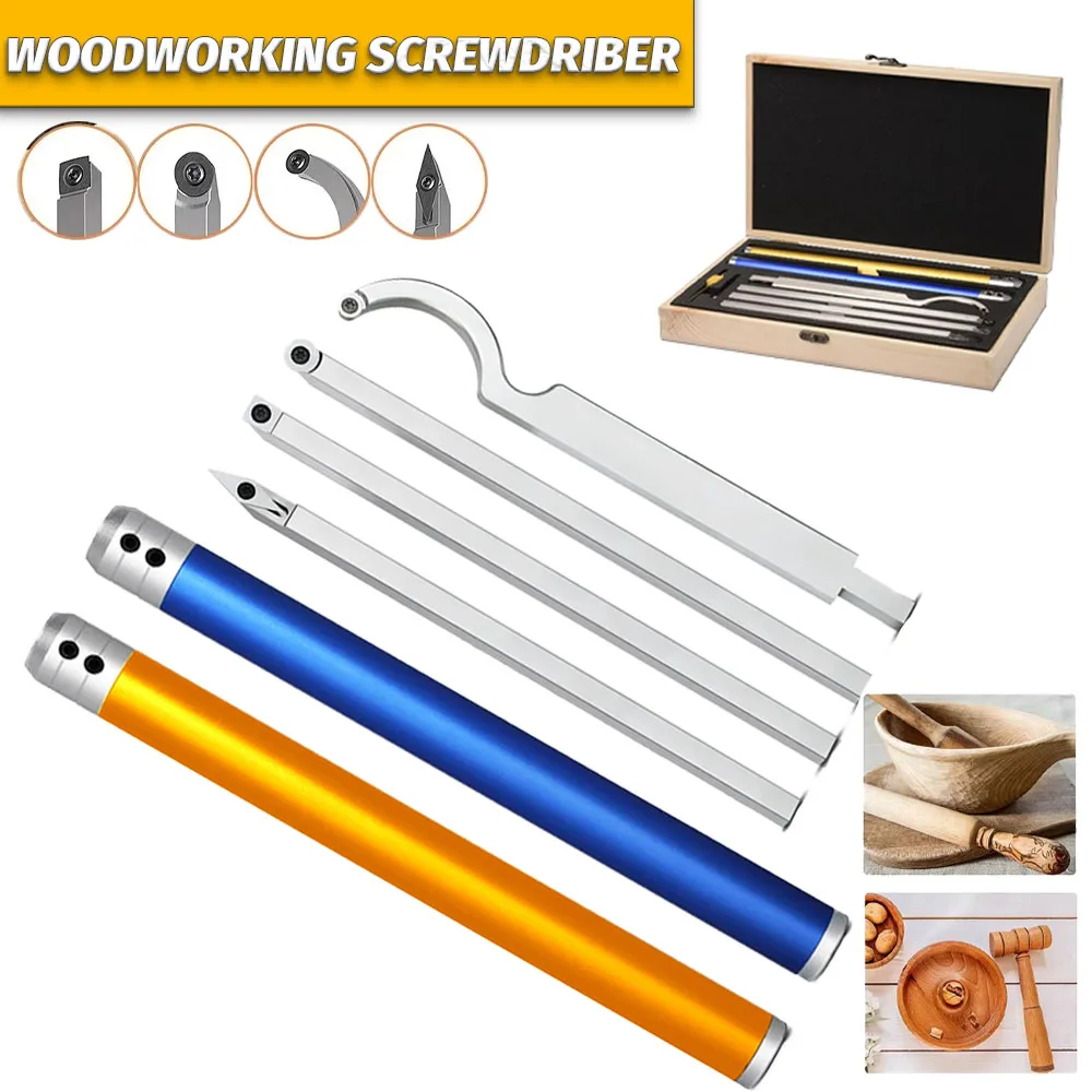 

Набор токарных инструментов для токарного станка по дереву 6 в с твердосплавным наконечником с режущими вставками и коробкой для токарных станков, аксессуары для деревообрабатывающих инструментов