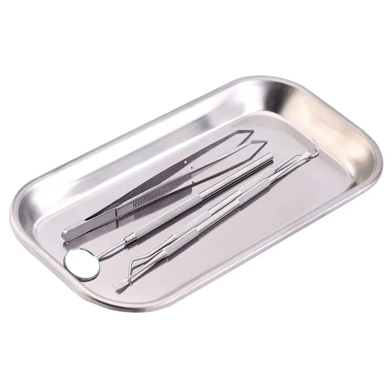 1 PCS Stainless Steel Medical Surgical Dental Dish Environmental Useful Tray With Recessed Corners Lab Instrument Tools Storage