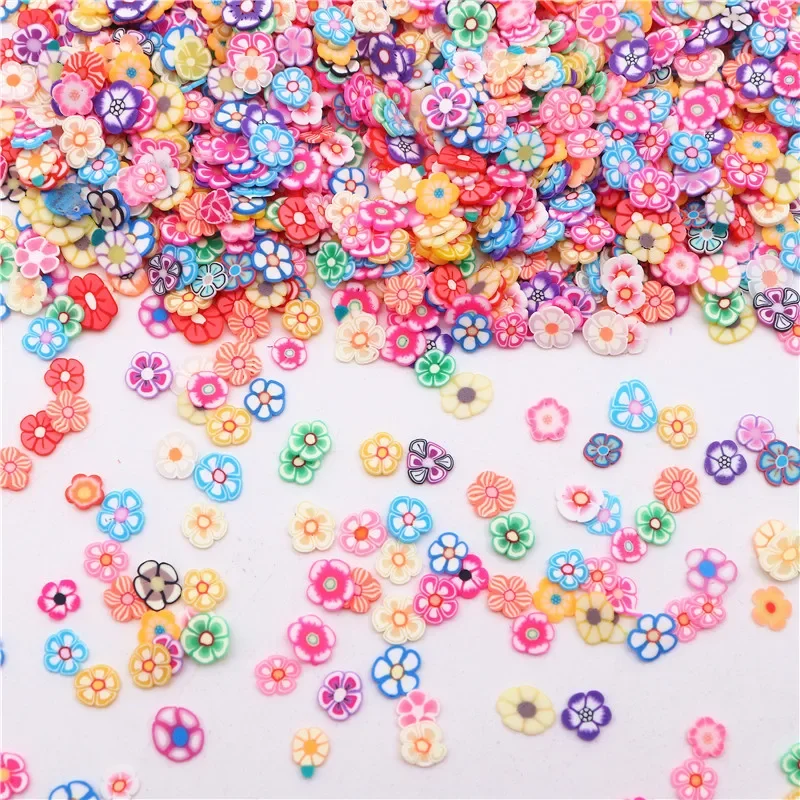 500g 3D 5mm Flower Snowfake Polymer Clay Slices Sprinkles Mix Color Hot Clay DIY Nail Art Decor Slime Handmade Crafts Supplies