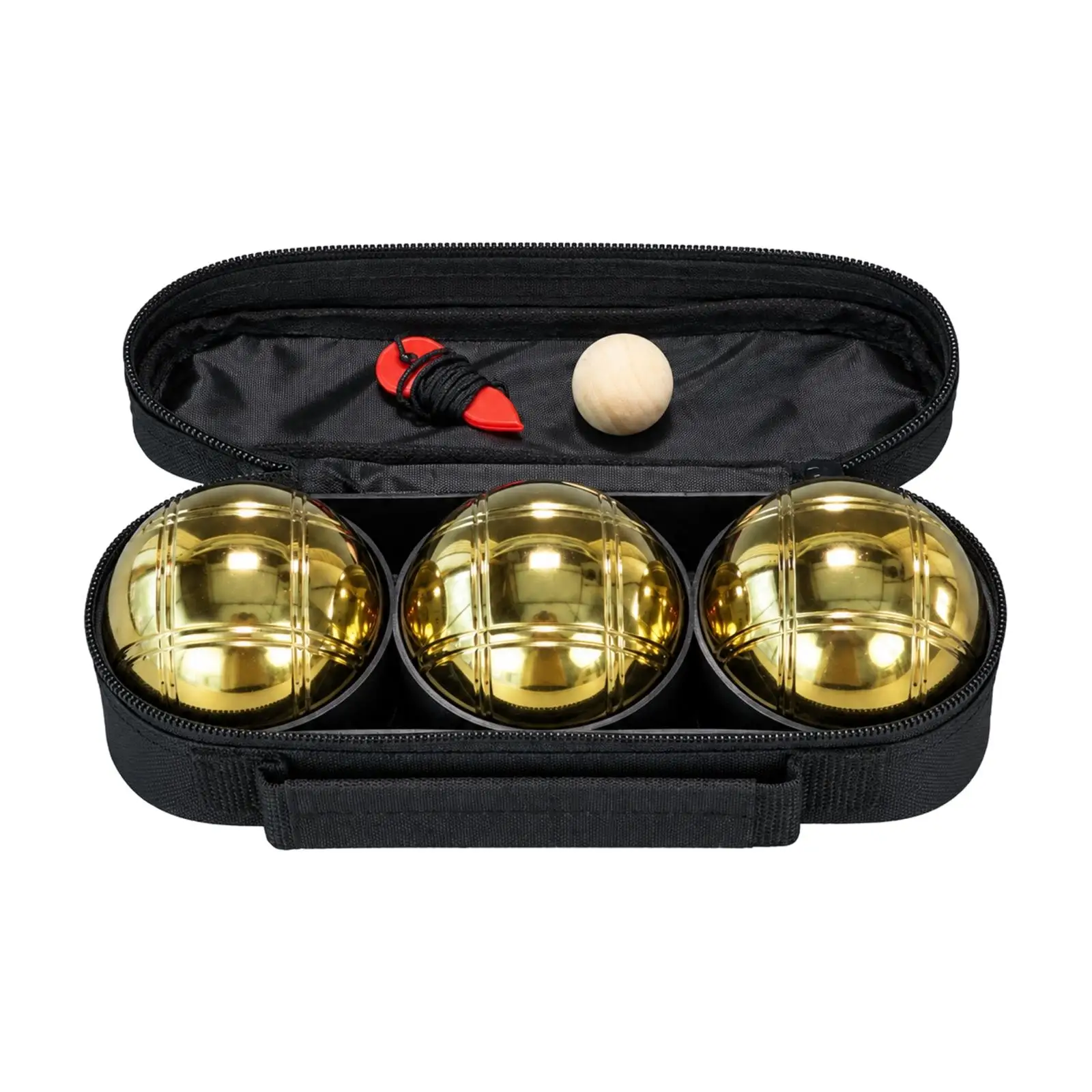 Titanium Bocce Ball with Carry Case Carbon Steel Metal Boule and Jack for Outdoor Lawn Bowling Competitive Match Set