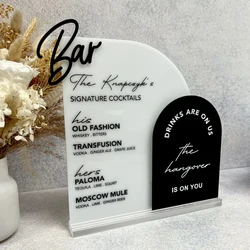 Wedding Signature Drink Sign,Double Arch Bar Menu,Drink Are On Us sign,Wedding Bar Sign 3D Writings,Table Decor Signage