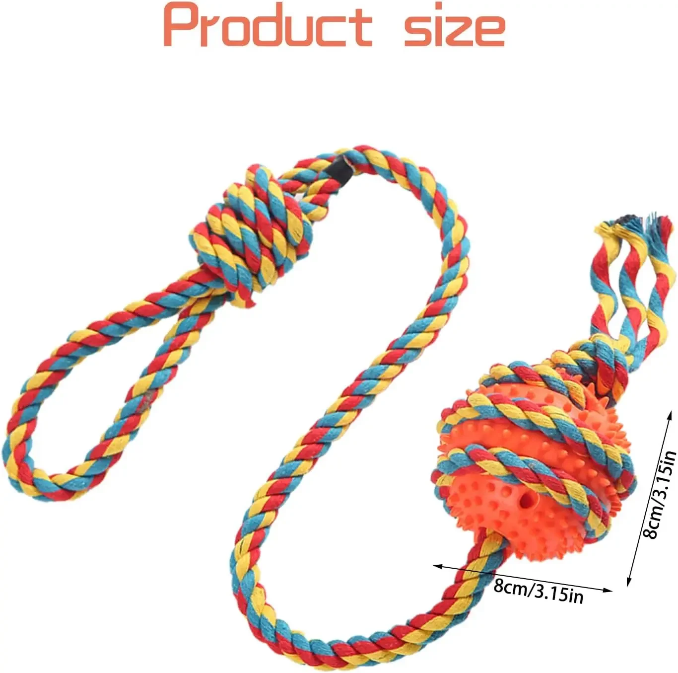 Dog Rope Chew Toys, Strong Durable Ball Toy, Knot Rope for Tug of War, Teeth Cleaning, Boredom, Interactive Supplies